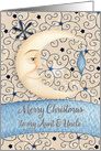 Merry Christmas to Aunt & Uncle Crescent Moon, Stars, and Ornament card