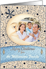 Merry Christmas Custom Name Crescent Moon & Stars, Custom Photo Card