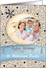 Happy Holidays Custom Name and Custom Photo Crescent Moon, Stars card