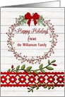 Happy Holidays Custom Name Rustic Pretty Berry Wreath, Vines card