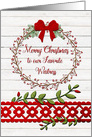Merry Christmas to Waitress Rustic Pretty Berry Wreath and Vines card