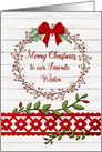 Merry Christmas to Waiter Rustic Pretty Berry Wreath and Vines card