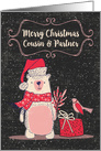 Merry Christmas to Cousin and Partner Bundled Up Bear and Bird card