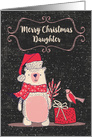 Merry Christmas to Daughter Bundled Up Bear and Bird with Snow card