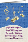 Happy Holidays Jingle Bells and Music Notes Snow and Sheet Music card