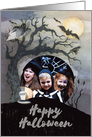 Happy Halloween Creepy Woods with Skulls Trees Bats Custom Photograph card