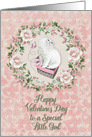 Happy Valentine’s Day to Special Little Girl Pretty Kitty Hearts Roses card