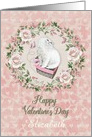 Happy Valentine’s Day Custom Name Pretty Kitty Hearts Roses card