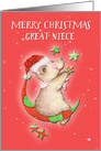 Merry Christmas to Great Niece Adorable Teddy Bear Moon and Stars card