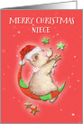 Merry Christmas to Niece Adorable Teddy Bear Moon and Stars card