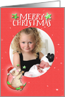 Merry Christmas Adorable Teddy Bear Moon and Stars Custom Photo card