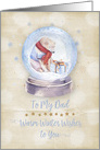 Merry Christmas to Dad Polar Bear Snow Globe Snowflakes card