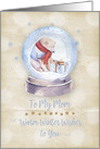 Merry Christmas to Mom Polar Bear Snow Globe Snowflakes card