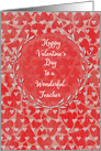 Happy Valentine’s Day to Teacher Lots of Hearts with Vine Wreath card