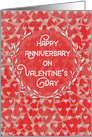 Happy Anniversary on Valentine’s Day Lots of Hearts with Vine Wreath card