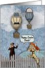 Happy Easter for Both My Dads Vintage Look Hot Air Balloons card