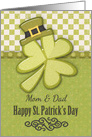 Happy St. Patrick’s Day to Mom and Dad Shamrock Wearing Hat card