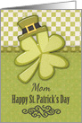 Happy St. Patrick’s Day to Mom Shamrock Wearing Hat Green Patterns card