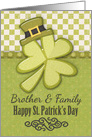 Happy St. Patrick’s Day to Brother and Family Shamrock Wearing Hat card