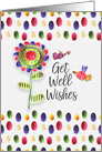 Get Well Wishes Whimsical and Colorful Flower and Birds card