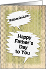 Happy Father’s Day to Father-in-Law Masculine Grunge Speech Bubbles card