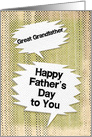 Happy Father’s Day to Great Grandfather Masculine Grunge Speech Bubble card