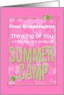 Thinking of You Great Granddaughter Away at Summer Pink Camp Camo card