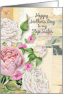 Happy Mother’s Day Step Sister Vintage Flowers and Paper Collage card