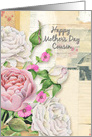 Happy Mother’s Day Cousin Vintage Look Flowers and Paper Collage card