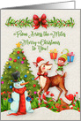 Merry Christmas From Across the Miles Christmas Scene Reindeer Elf card