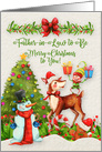 Merry Christmas to Father-in-Law to Be Christmas Scene Reindeer Elf card