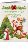 Merry Christmas to Brother and Brother-in-Law Christmas Scene Elf card