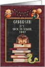 Back to School to Grandson Hedgehog and Friends at School Welcome Back card