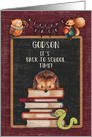 Back to School to Godson Hedgehog and Friends at School Welcome Back card