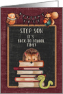 Back to School to Step Son Hedgehog and Friends at School Welcome Back card