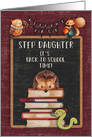 Back to School to Step Daughter Hedgehog and Friends at School card