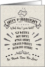 Happy 1st Anniversary Year Statistics Word Art Glitter Effect card