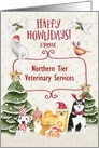Happy Holidays from Veterinarian Custom Name Dogs and Animals card