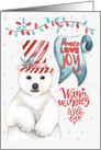 Merry Christmas Warm Wishes Polar Bear Word Art card