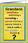 Thinking of You Grandson at Summer Camp Humorous Math Problem card