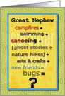 Thinking of You Great Nephew at Summer Camp Humorous Math Problem card