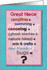 Thinking of You Great Niece Summer Camp Humorous Math Problem card