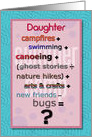 Thinking of You Daughter Summer Camp Humorous Math Problem card