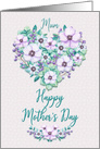 Happy Mother’s Day to Mum Pretty Purple Floral Heart Wreath card