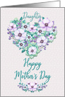 Happy Mother’s Day to Daughter Pretty Purple Floral Heart Wreath card