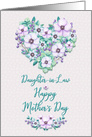 Happy Mother’s Day Daughter-in-Law Pretty Purple Floral Heart Wreath card