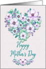 Happy Mother’s Day Pretty Purple Floral Heart Wreath card