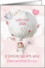 Baby Shower Gift Welcome Baby Girl Custom Name Hot Air Balloon card