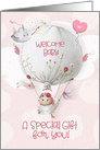 Baby Shower Gift Welcome Baby Girl Hot Air Balloon card