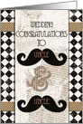 Gay Wedding Congratulations Uncle and Uncle Vintage Retro Mustache card